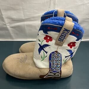 New With Tags XL Cowboy Kicker Montana Slippers Boot Red Tan And Blue